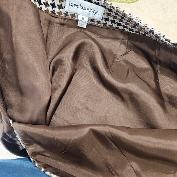 Breckenridge Skirt Womens 6 Brown Black Houndstooth Wool Lined Career Classic - Picture 6 of 10